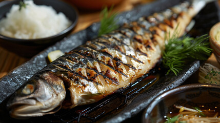 Beautiful grilled fish on a plate