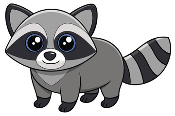 Cartoon Raccoon with Big Blue Eyes and Striped Tail Illustration Image