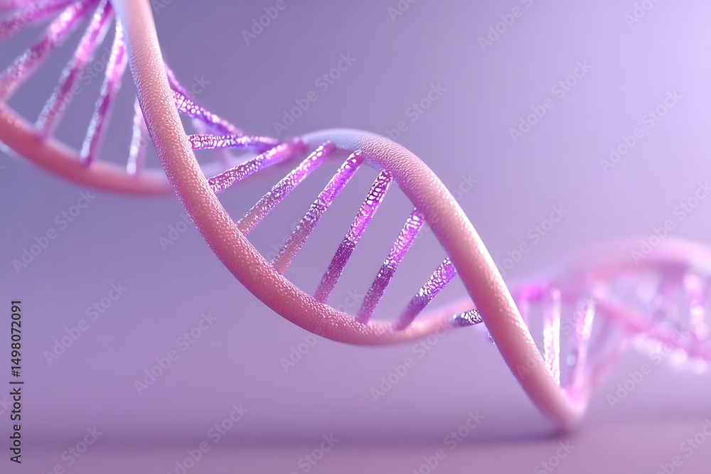 Aufkleber semi-transparent dna double helix floating softly near center bottom on muted lavender gradient with