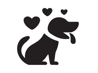 Happy Dog Icon with Love Hearts