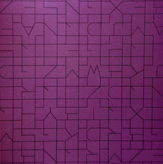 Abstract Purple Wall Pattern with Geometric Line Art