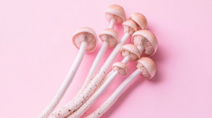 Pink Mushrooms on a Pink Background