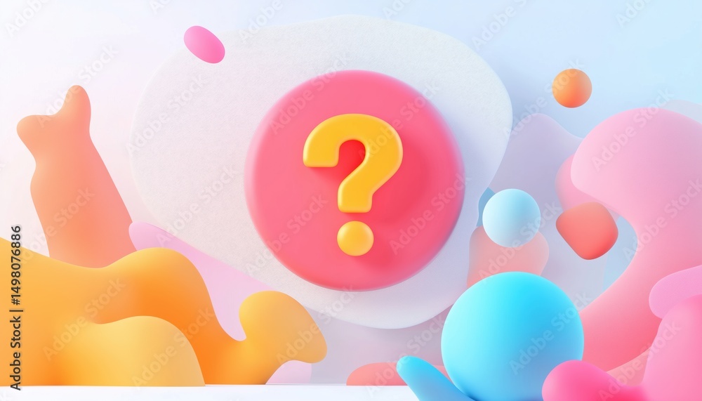 Poster inquiry bubble with question mark: frequently asked questions, assistance, support. providing help a