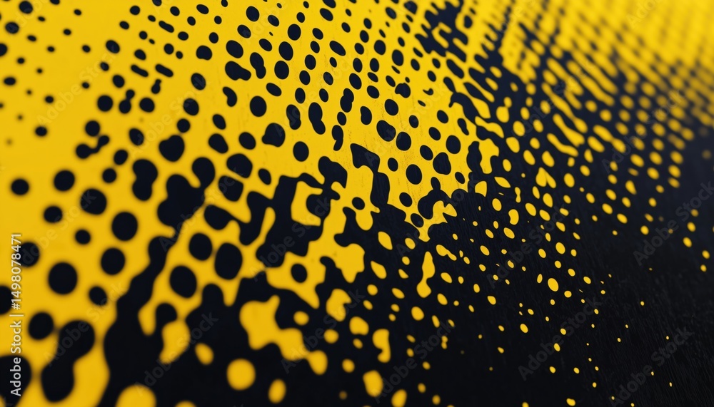 Poster yellow and black backdrop featuring a dot halftone pattern element. abstract brush grunge design wit