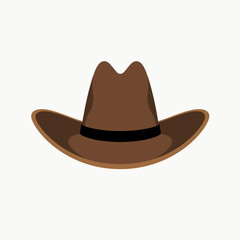 Brown Cowboy Hat Vector Illustration on White Background, Western Fashion Accessory, Rodeo Headwear