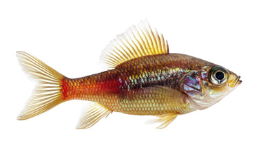 Fototapeta premium Fish with a red tail and a yellow belly