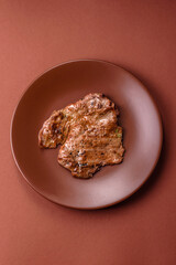 Steak, grilled beef, sirloin cooked on the barbecue with salt and spices