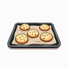 Chocolate Chip Cookies on Baking Sheet Illustration for Culinary Projects and Recipe Designs