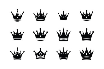 classic crown icon collection vector illustration
