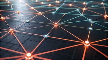 network grid glowing connections virtual nodes