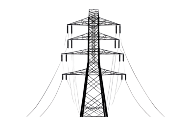 Tall power tower with many wires coming out of it