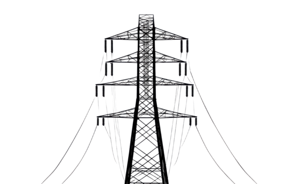 Tall power tower with many wires coming out of it