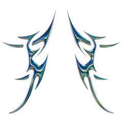 Metallic Tribal Shape – 3D Render on Transparent Background