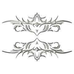 Chrome Tribal Shape – 3D Render on Transparent Background