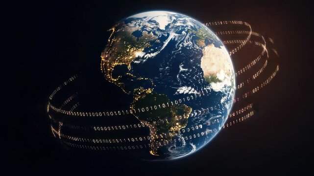 Global digital network earth graphic