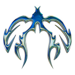Metallic Tribal Shape – 3D Render on Transparent Background