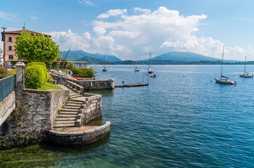 Belgirate Lakeside with Scenic Views of Lake Maggiore, province of Verbano-Cusio-Ossola, Piedmont, Italy