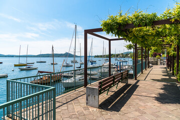 Belgirate Lakeside with Scenic Views of Lake Maggiore, province of Verbano-Cusio-Ossola, Piedmont, Italy
