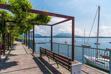 Belgirate Lakeside with Scenic Views of Lake Maggiore, province of Verbano-Cusio-Ossola, Piedmont, Italy