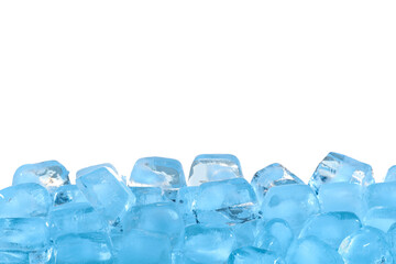 Cubes of clear ice against white background