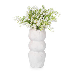 Bouquet of beautiful lily of the valley flowers isolated on white