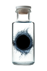 Isolated Vial with Abstract Dark Ink in Water
