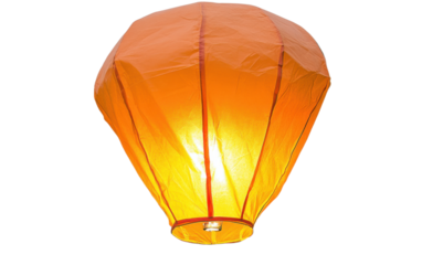 Large orange paper lantern with a red border