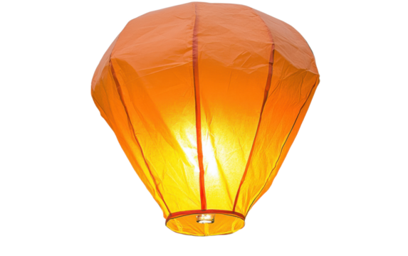 Large orange paper lantern with a red border