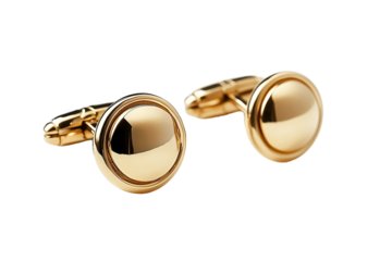 Round gold cufflinks with polished finish
