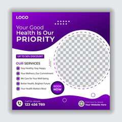 Medical healthcare live webinar social media cover template