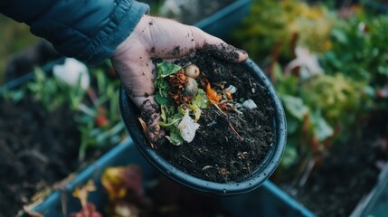 Obraz premium Compost in hand