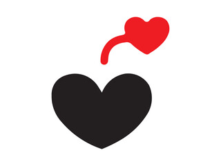black heart with a red heart