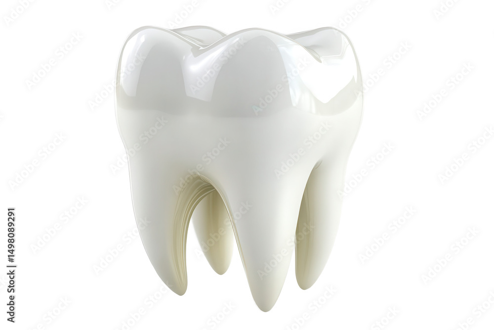Poster realistic 3d model of a tooth isolated on transparent background