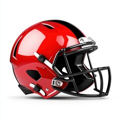 Fototapeta premium Glossy Red and Black Football Helmet on White