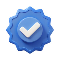 3D Blue Verified Badge Icon with Check Mark for Profile Trust and Authentication