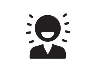 Smiling person icon radiating positive energy.