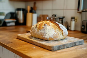 Golden brown bread loaf with crispy crust