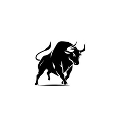 Obraz premium Bull Market Logo - Minimalist Vector Silhouette for Finance & Trading Brands