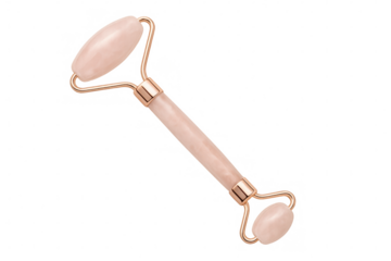 Rose quartz roller isolated on transparent background for skincare and relaxation