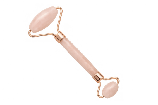 Rose quartz roller isolated on transparent background for skincare and relaxation