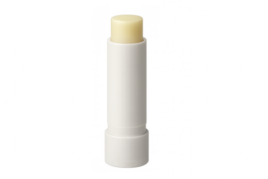 White lip balm tube on transparent background