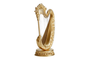 Miniature harp crafted in shiny gold