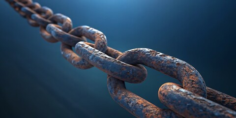 Fototapeta premium rusty chain on blue background