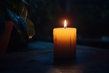 Candlelight flickers softly on a dark night creating a warm and serene atmosphere, candlelight on a dark night  seamless ing timelapse virtual Photo Background