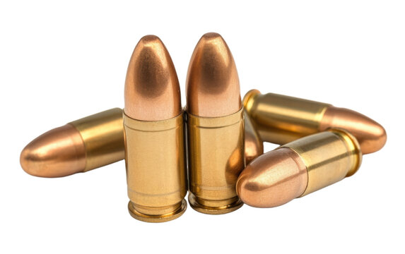 Row of five bullets with a gold colored tip