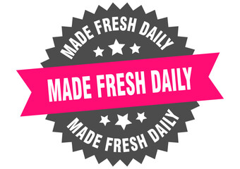 made fresh daily. made fresh daily round pink label isolated on transparent background