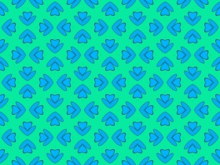 Blue floral ornament on green background, horizontal