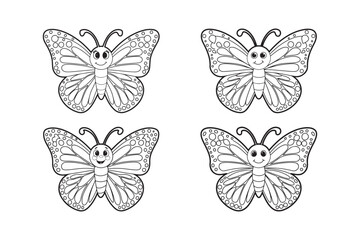 Cartoon Butterfly Coloring Page Cute Printable Line Art for Kids