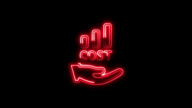 Neon sign visualizing rising cost trends with a supportive hand gesture