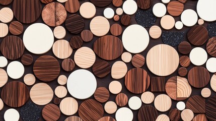 A mosaic of circles in varying shades of brown and white, arranged in a visually appealing pattern.